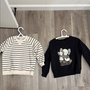 Zara Cream and Black Striped Kids Sweater